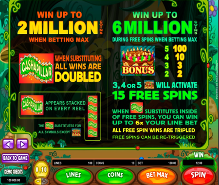 Cashapillar función especial