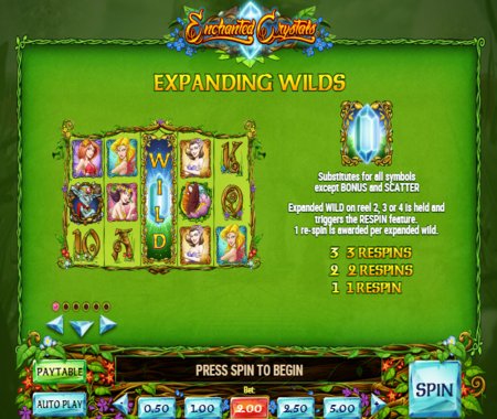 Enchanted Crystals tabla de pagos