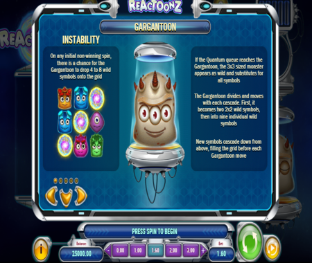 Reactoonz tabla de pagos