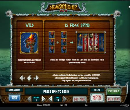 Dragon Ship tabla de pagos