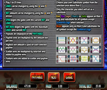 Street Fighter II slot reglas