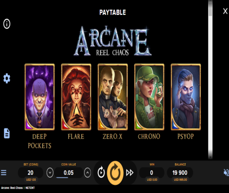 Arcane Reel Chaos Símbolos